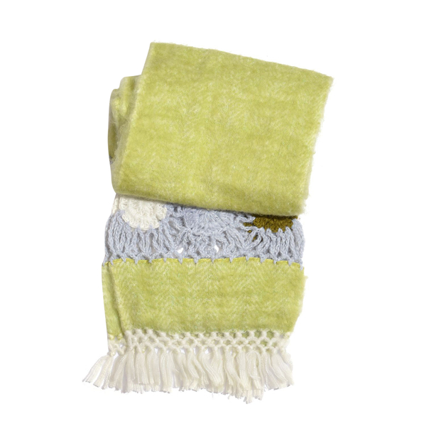 Lime Green Colour Winter Shawl with Fringes (Size 200x30 Cm)