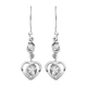 Artisan Crafted Polki Diamond Heart Earrings (With Hook) in Platinum Overlay Sterling Silver 0.32 Ct