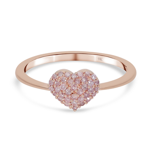 9K Rose Gold Natural Pink Diamond (I3) Heart Ring 0.25 Ct.