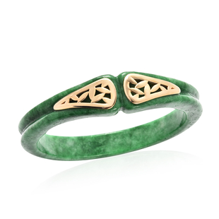 Green Jade Bangle (Size 7.5) in Yellow Gold Overlay Sterling Silver 245.50 Ct.