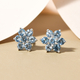Santa Teresa Aquamarine Floral Stud Earrings (With Push Back) in Platinum Overlay Sterling Silver 1.00 Ct.
