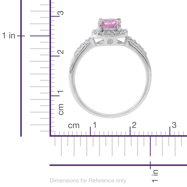 ILIANA 18K W Gold Pink Sapphire (Rnd 0.85 Ct), Diamond Ring 1.000 Ct.