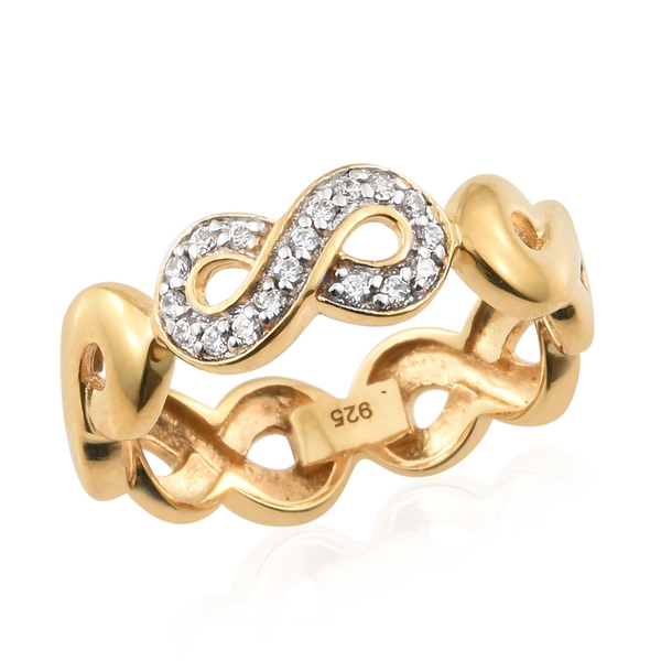 J Francis - Made with Finest CZ Infinity Band Ring and Stud Earrings Set in Gold Plated Silver