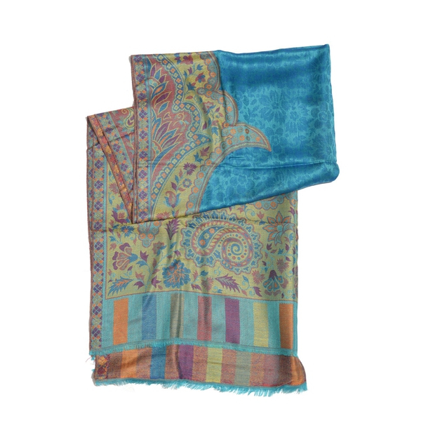 100% Modal Red, Green, Blue and Multi Colour Floral and Paisley Pattern Jacquard Scarf (Size 190x70 Cm)