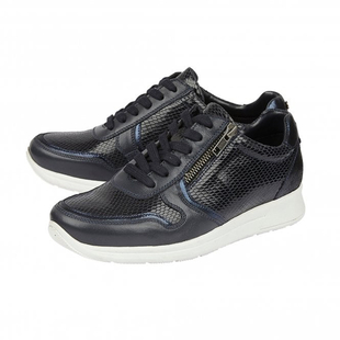 Lotus Stressless Navy Snake Leather Shira Casual Trainers (Size 3)