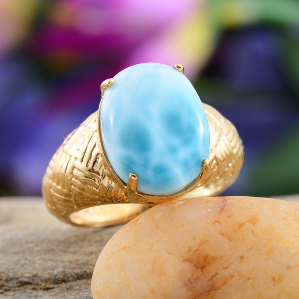 Stefy Larimar (Ovl 10.25 Ct), Pink Sapphire Ring in 14K Gold Overlay Sterling Silver 10.520 Ct.