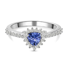 Tanzanite and Natural Cambodian Zircon Ring (Size R) in Platinum Overlay Sterling Silver