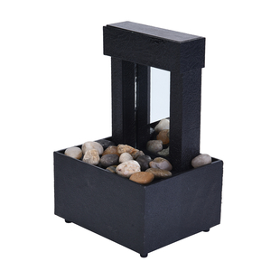 Mini Water Fountain with LED Light - Black (Size - 11x9x17cm)