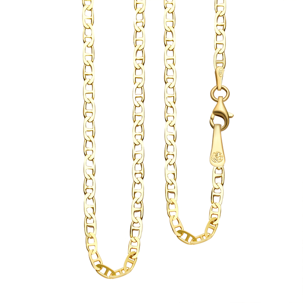 NY Close Out Deal - Yellow Gold Overlay Sterling Silver Mariner Link Chain (Size - 24) With Lobster 