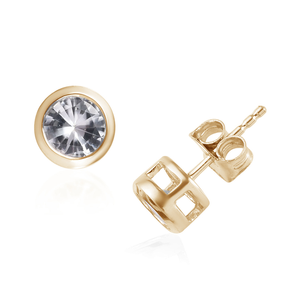 9K Yellow Gold Natural Cambodian Zircon Solitaire Stud Earrings (with Push Back) 1.50 Ct