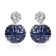 Lustro Stella - Simulated Blue Sapphire and Simulated Diamond Disco Ball Earrings (with Push Back) i