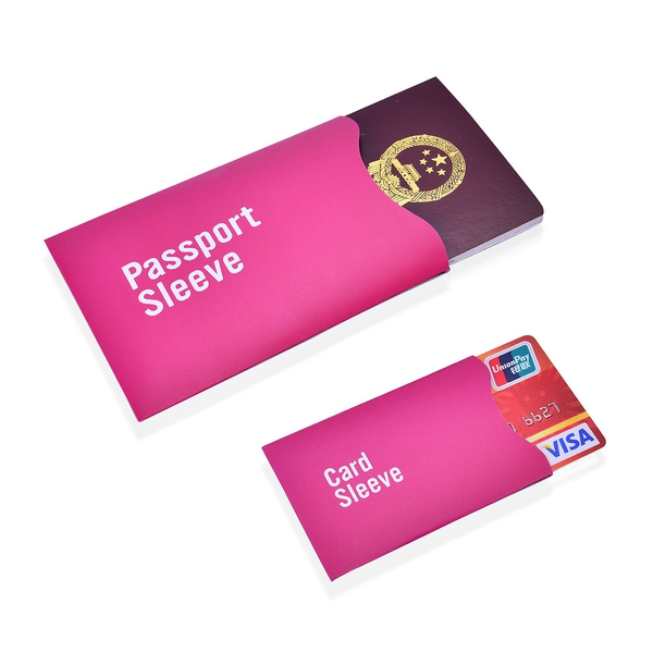Set of 13 - Magenta Pink Colour One RFID Card (Size 14.5x11 Cm), Two Passport (Size 13.5x9.8 Cm) and Ten Credit Card (Size 8.8x5.6 Cm) Sleeves