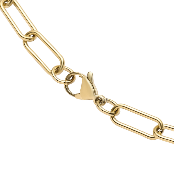 Paperclip Necklace (Size - 18)With Charm  in Yellow Gold Tone