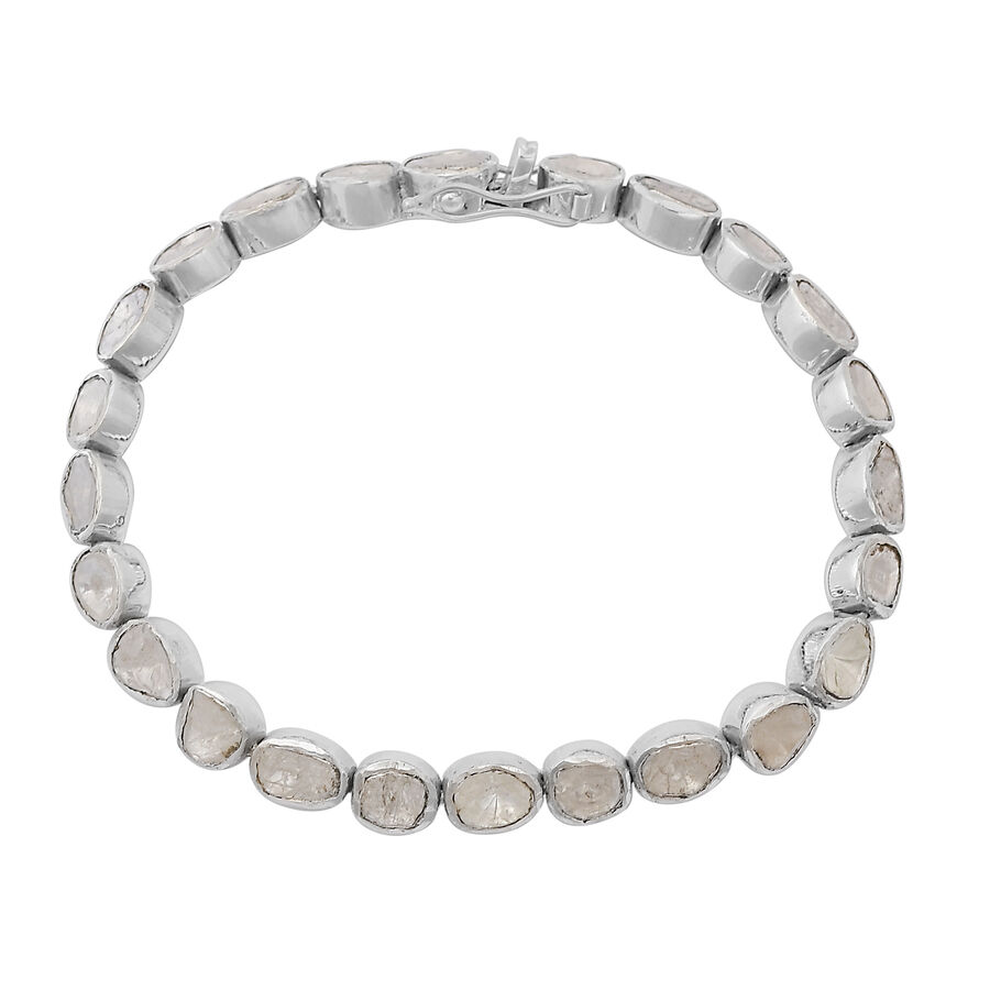 4 Carat Polki Diamond Tennis Bracelet in Platinum Plated Sterling ...