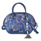 Brocade with Genuine Leather Floral Pattern Convertible Bag  Blue