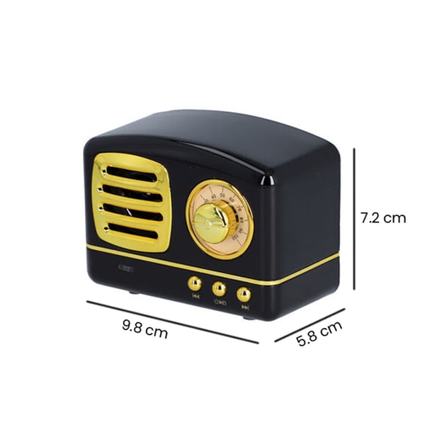 Retro Radio Design Bluetooth Speaker in Black (Size 9x5x7 cm) (400mAh Lithium Battery Included)