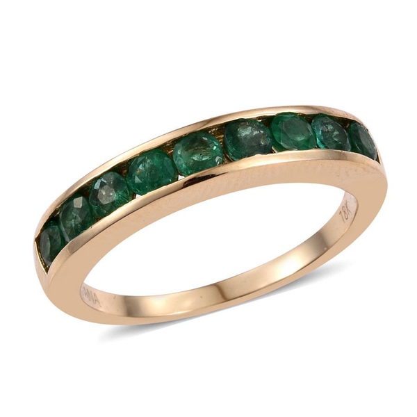 ILIANA 1 Carat AAA Colombian Emerald Half Eternity Ring in 18K Yellow Gold