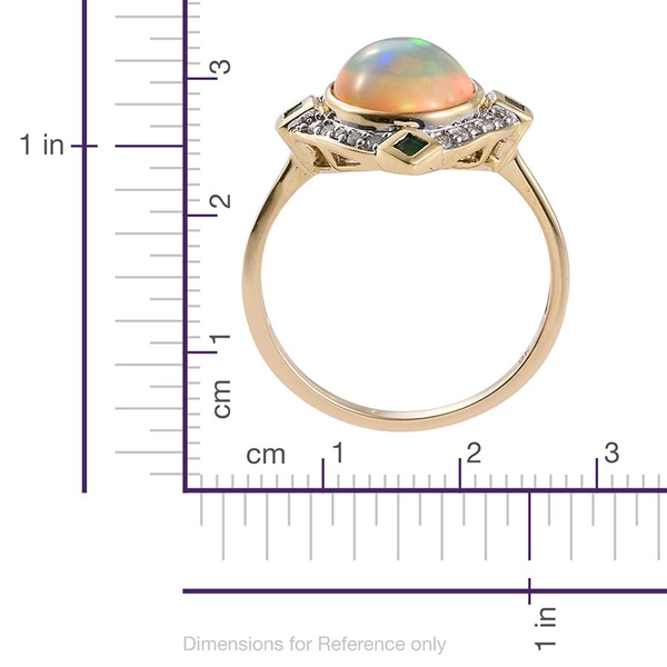 Ethiopian Opal (3.05 Ct),Kagem Zambian Emerald and Diamond 9K Y Gold Ring  3.500  Ct.