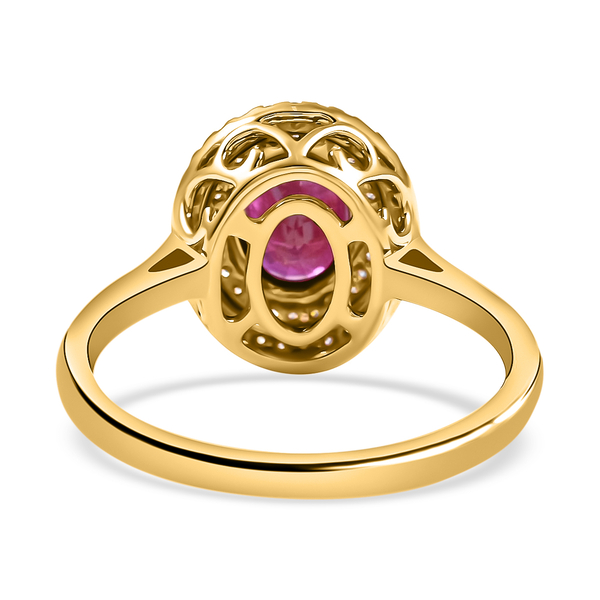 18K Yellow Gold  AAA   Ruby ,  White Diamond  SI Solitaire Ring 1.60 ct,  Gold Wt. 4.31 Gms  1.600  Ct.