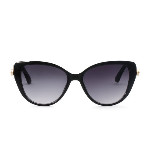 Designer Inspired Butterfly Style Sunglasses - Black and Gold - 3628775 - TJC
