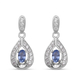 Ceylon Sapphire and Natural Cambodian Zircon Dangle Earrings (with Push Back) in Rhodium Overlay Ste