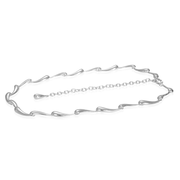 LucyQ Ripple Collection Necklace (Size 16 with 3 Inch Extender) in Rhodium Plated Sterling Silver 26.00 Gms.