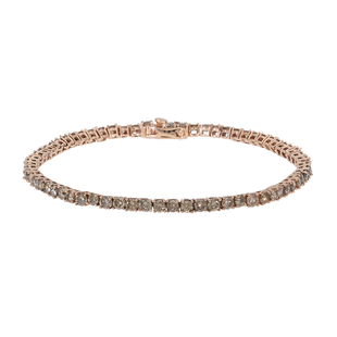 9K Rose Gold SGL Certified Champagne Diamond (I3) Bracelet (Size - 7.5) 4.07 Ct, Gold Wt. 7.41 Gms