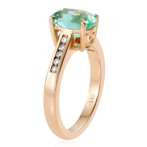 ILIANA 18K Yellow Gold Boyaca Colombian Emerald (Ovl 2.16 Ct), Diamond (SI G-H) Ring 2.310 Ct.