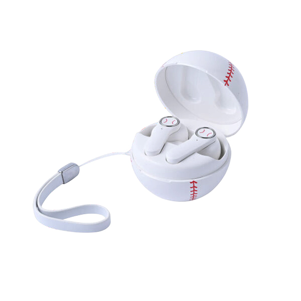 Bluetooth Wireless Earbuds with USB Port and Balls Shape Charging Box - White and Red