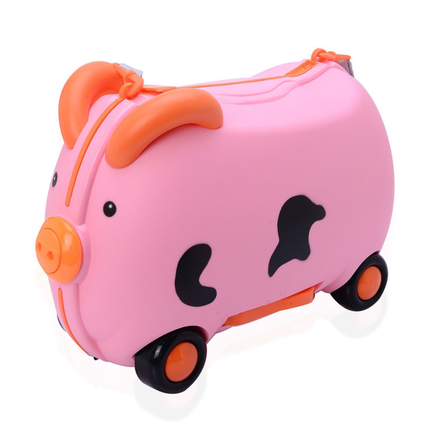 Pink Colour Pig Shape Suitcase with Adjustable and Removable Shoulder Strap (Size 40x24x14 Cm)