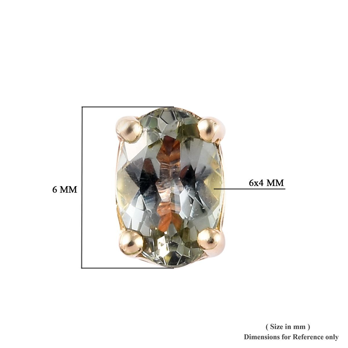 9K Yellow Gold 1 Carat AA Green Tanzanite (Ovl) Stud Earrings (with Push Back)