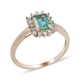 One Time Deal-9K Yellow Gold AAA Kagem Zambian Emerald and Diamond (I4) Ring 1.21 Ct.
