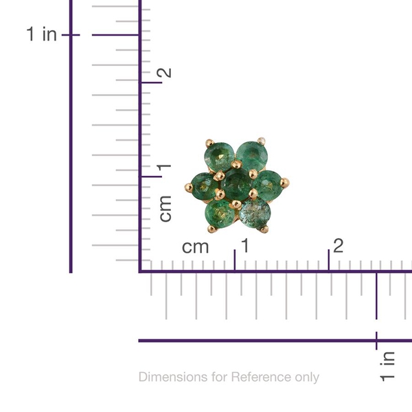 Kagem Zambian Emerald (Rnd) Floral Stud Earrings (with Push Back) in 14K Gold Overlay Sterling Silver 1.000 Ct.
