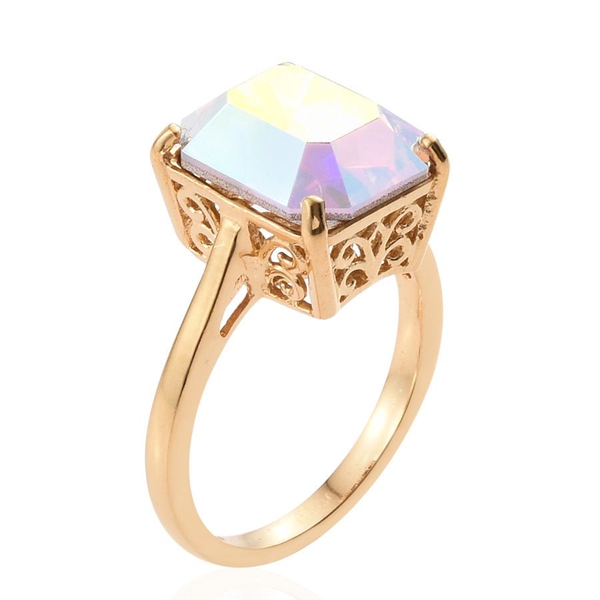 - Aurore Boreales Crystal (Oct) Solitaire Ring in 14K Gold Overlay Sterling Silver