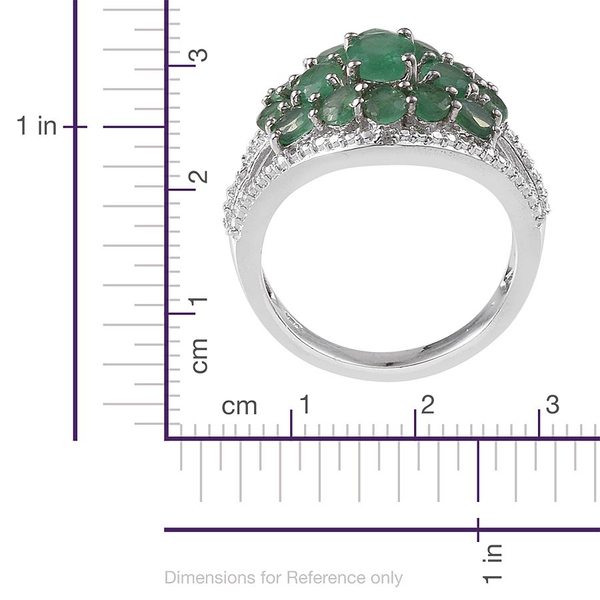 Kagem Zambian Emerald (Ovl 0.50 Ct), Diamond Ring in Platinum Overlay Sterling Silver 3.020 Ct.