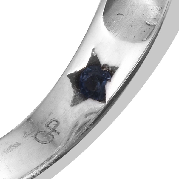 GP Brazilian Smoky Quartz (Ovl 11.45 Ct), Boi Ploi Black Spinel and Kanchanaburi Blue Sapphire Ring in Platinum Overlay Sterling Silver 11.750 Ct.