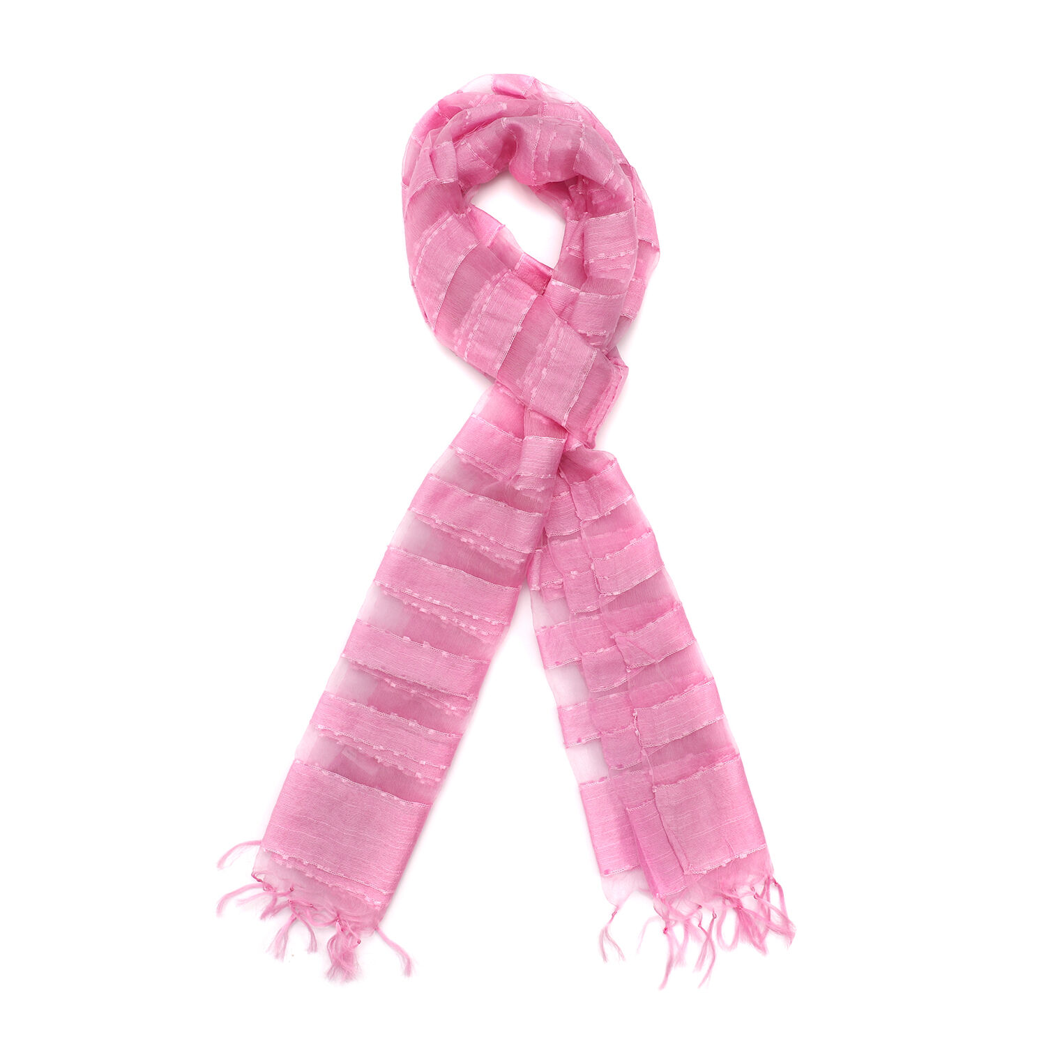 JOVIE - New Season Handmade Scarf with Fringes in Light Pink (Size 76x235cm)