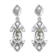 Turkizite and Natural Cambodian Zircon Dangling Earrings (with Push Back) in Platinum Overlay Sterli