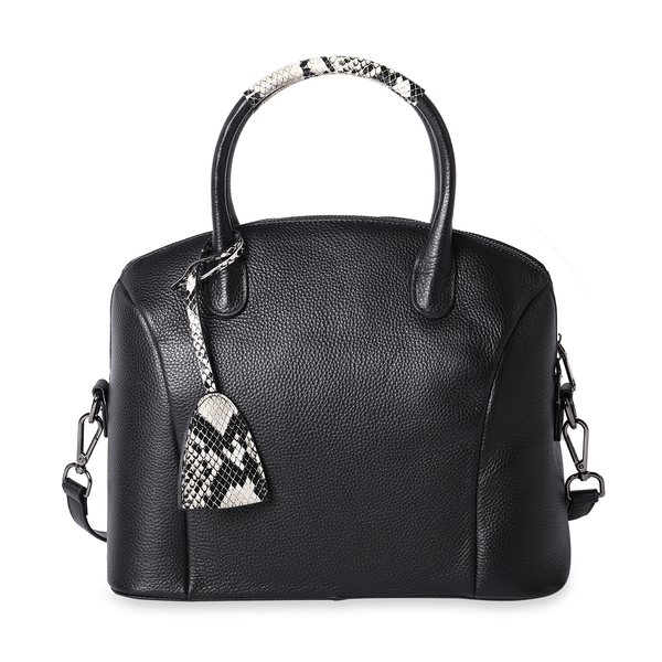 100% Genuine Leather Handbag with Detachable Shoulder Strap and Zipper Closure (Size 32x17x27 Cm) - 