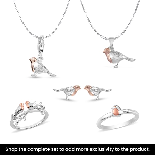 Rose Gold and Platinum and Overlay Sterling Silver Robin Bird Ring