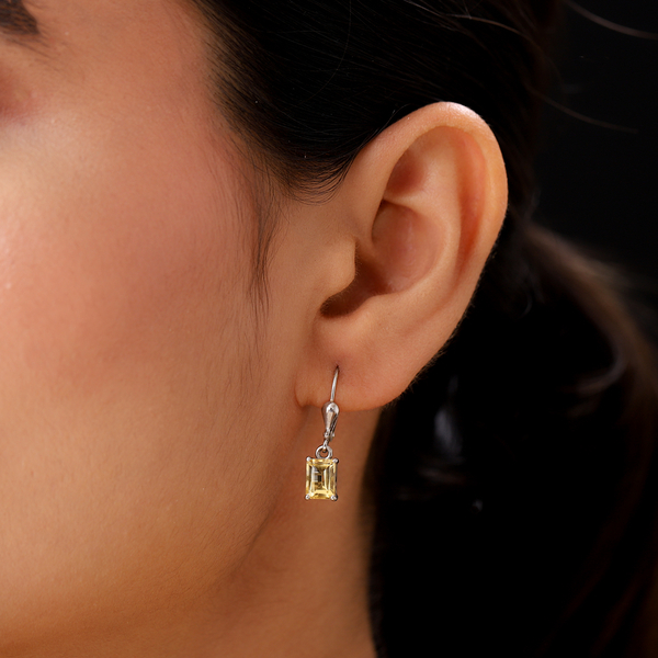 Citrine Lever Back Earrings in Platinum Overlay Sterling Silver 1.99 Ct.