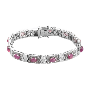 Sundays Child - African Ruby (FF) and Natural Cambodian Zircon Bracelet (Size 7.5) in Platinum Overl