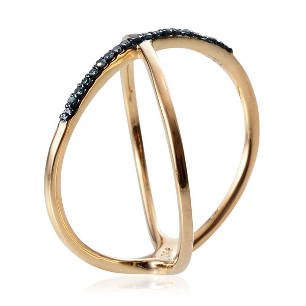 Blue Diamond (Rnd) Criss Cross Ring in 14K Gold Overlay Sterling Silver 0.100 Ct.