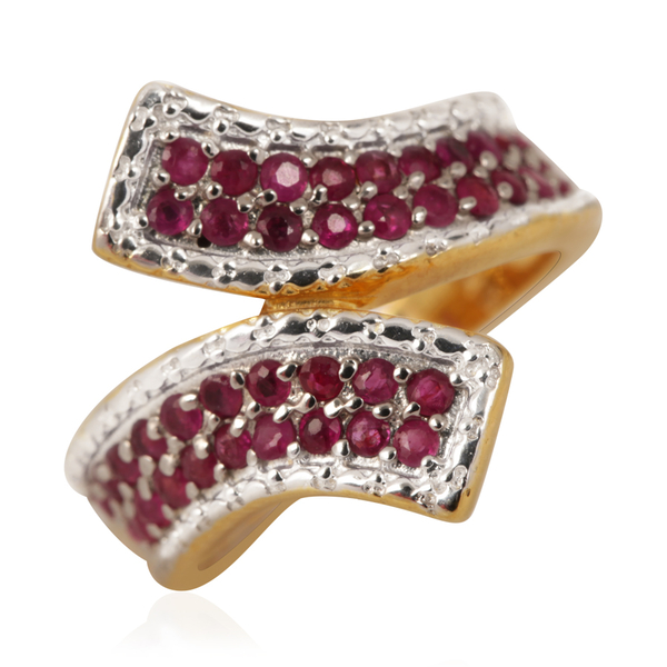 Ruby (Rnd) Crossover Ring in 14K Gold Overlay Sterling Silver 1.000 Ct.