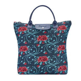 Signare Tapestry Frida Kahlo Carnation Pattern Foldaway Bag - Navy