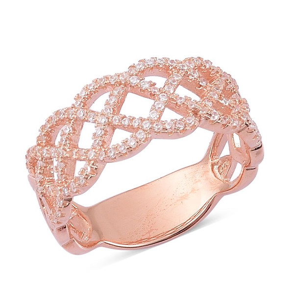 AAA Simulated White Diamond Ring in Rose Gold Overlay Sterling Silver