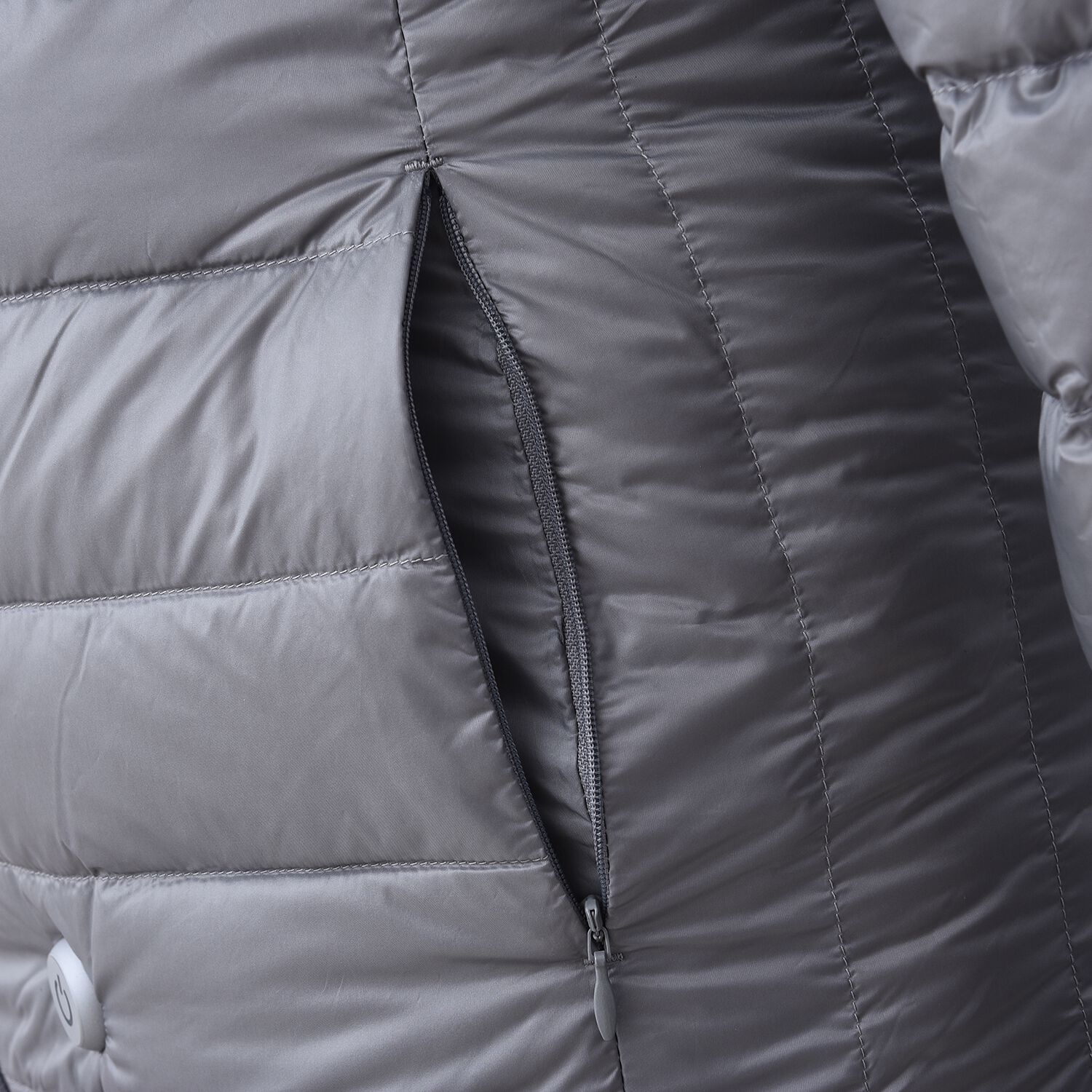 Heated Puffer Jacket with 3 Heat Settings (Size XL) - 90% Duck Down And 10% Duck Feather - Silver Grey