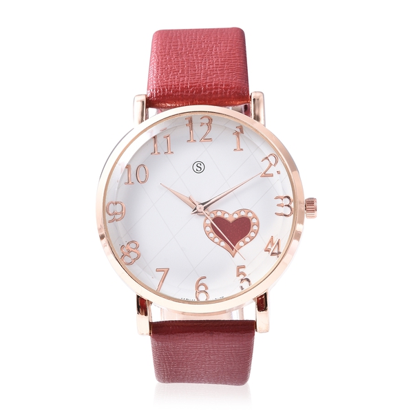 STRADA Japanese Movement Water Resistance Watch in Rose Tone - Red