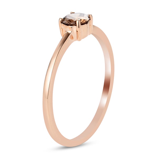9K Rose Gold SGL Certified Natural Champagne Diamond (I3) Solitaire Ring 0.50 Ct.