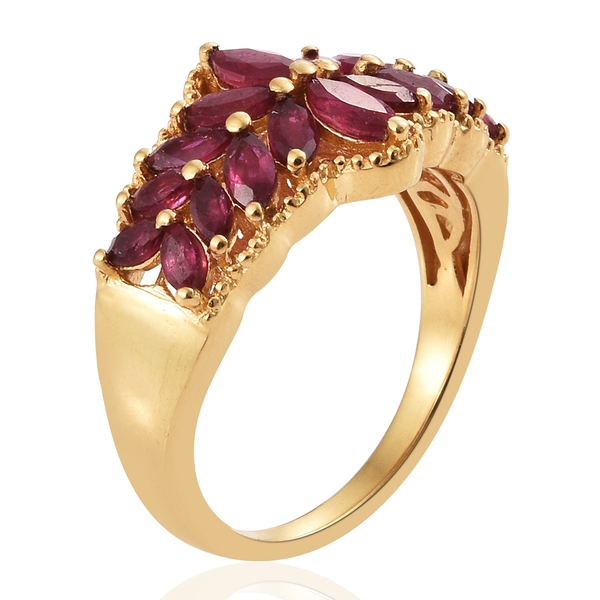 African Ruby (Mrq) Ring in 14K Gold Overlay Sterling Silver 3.000 Ct.